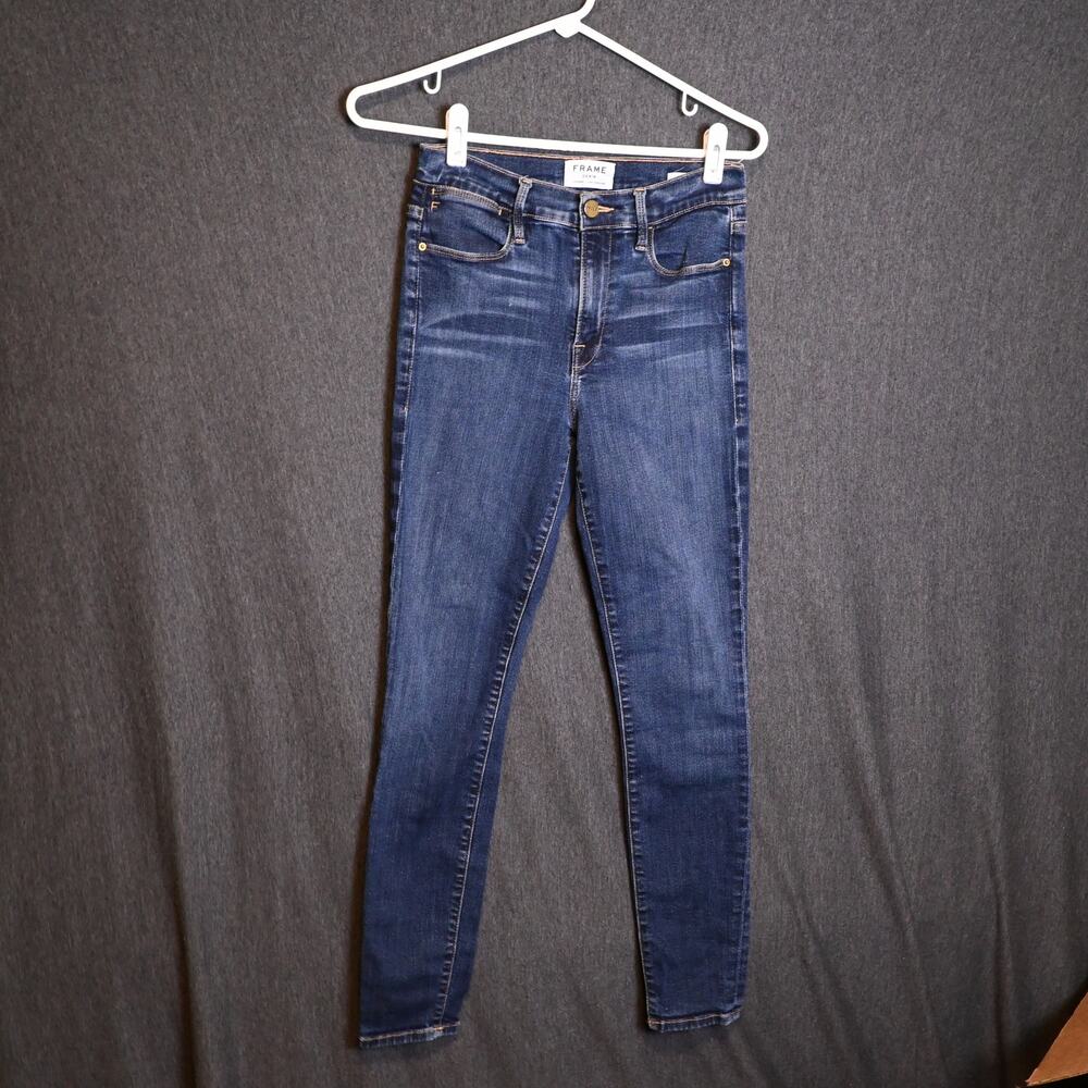 FRAME Women's 27 (25x26) Le High Skinny Crop Distressed Denim Jeans